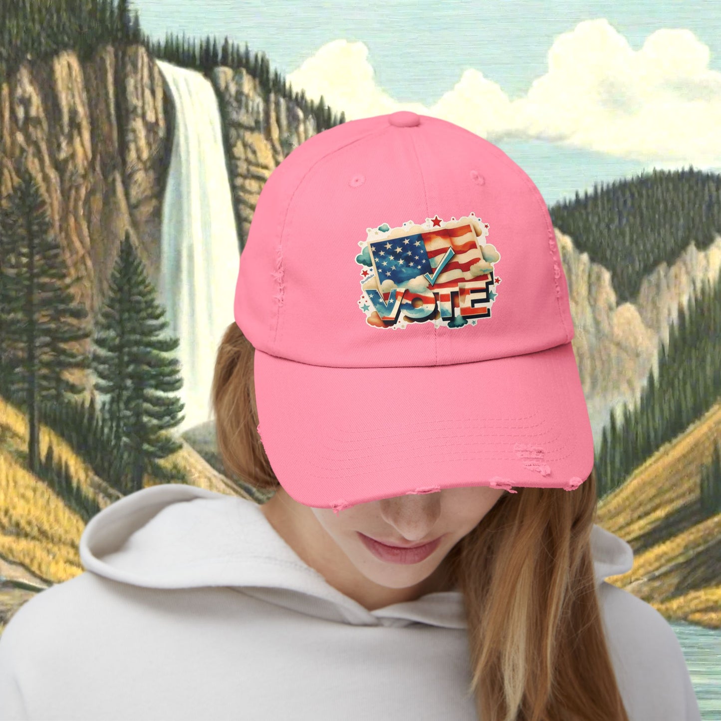 Unisex Distressed Cap | VOTE Watercolor Design | US Elections | 8 colors