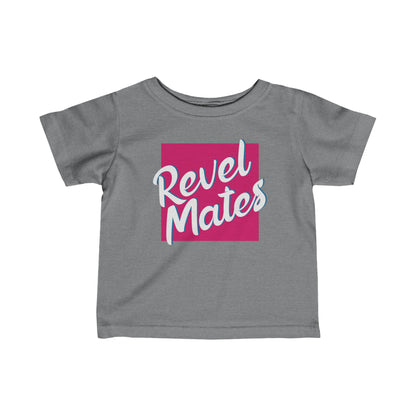 Unisex Infant Fine Jersey T-Shirt | 6M-24M | Fuchsia & White RevelMates Square Design | 4 colors