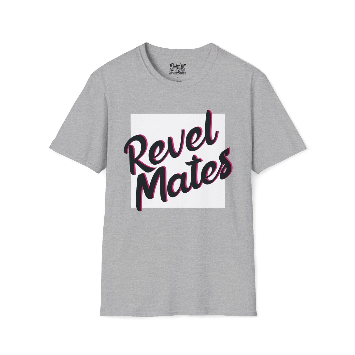 Unisex Softstyle T-Shirt | White & Black RevelMates Square Design | 4 colors