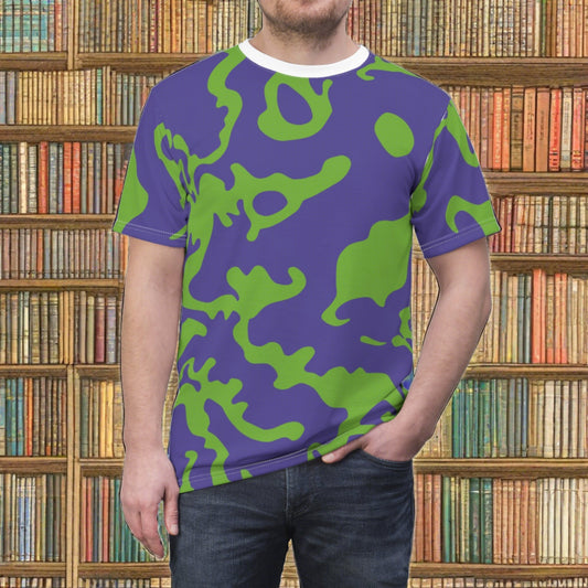 Unisex T-Shirt | All Over Print Tee | Camouflage Lavender & Lime Design