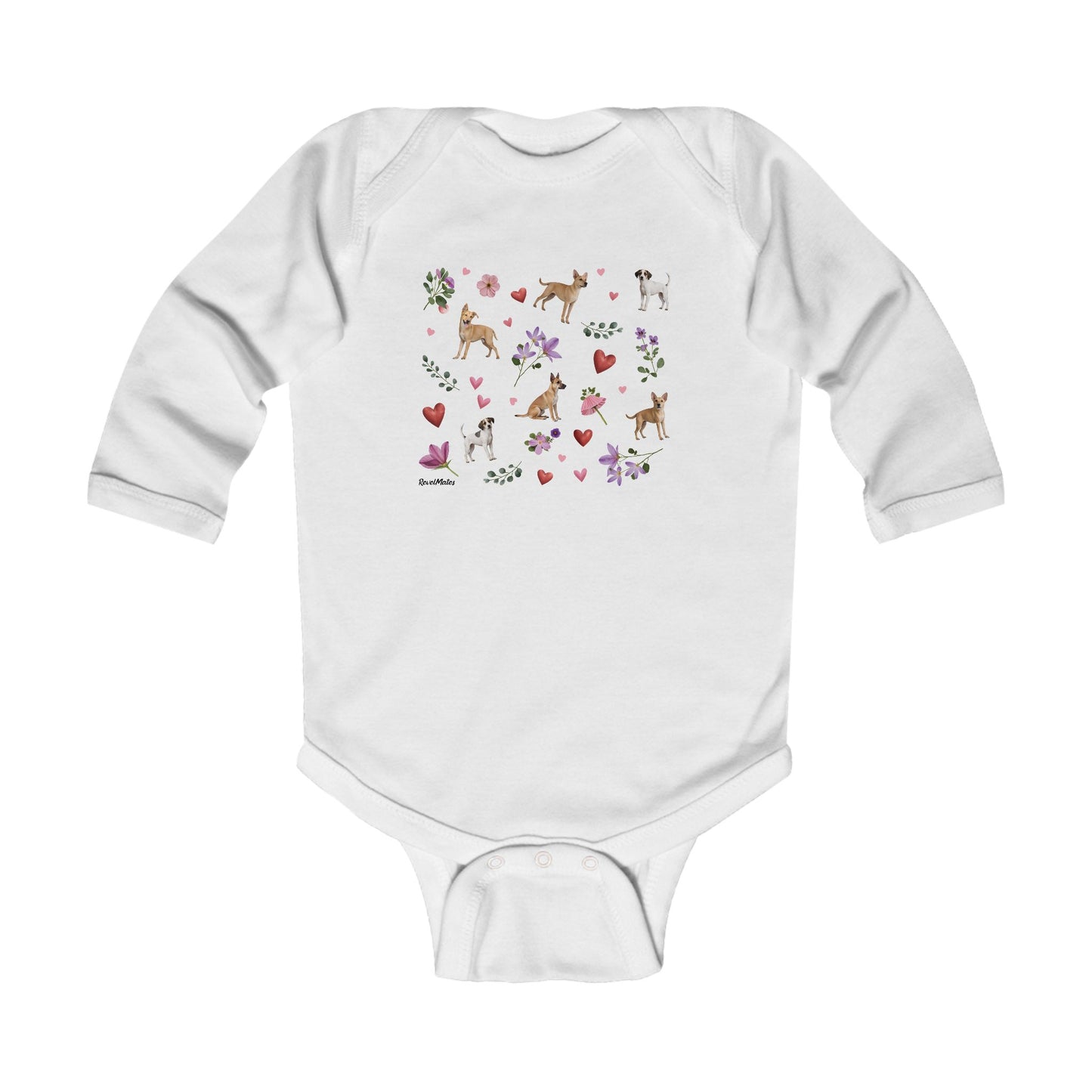 Infant Unisex Long Sleeve Bodysuit | Puppy Love Design