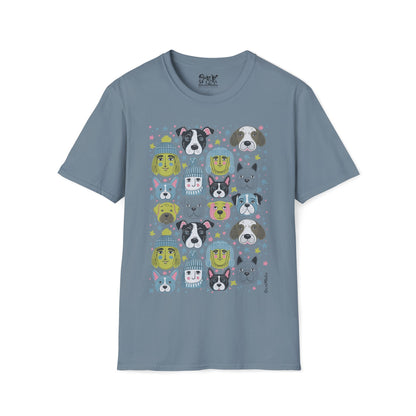 Unisex Softstyle T-Shirt | Winter Doggies Design | 15 colors