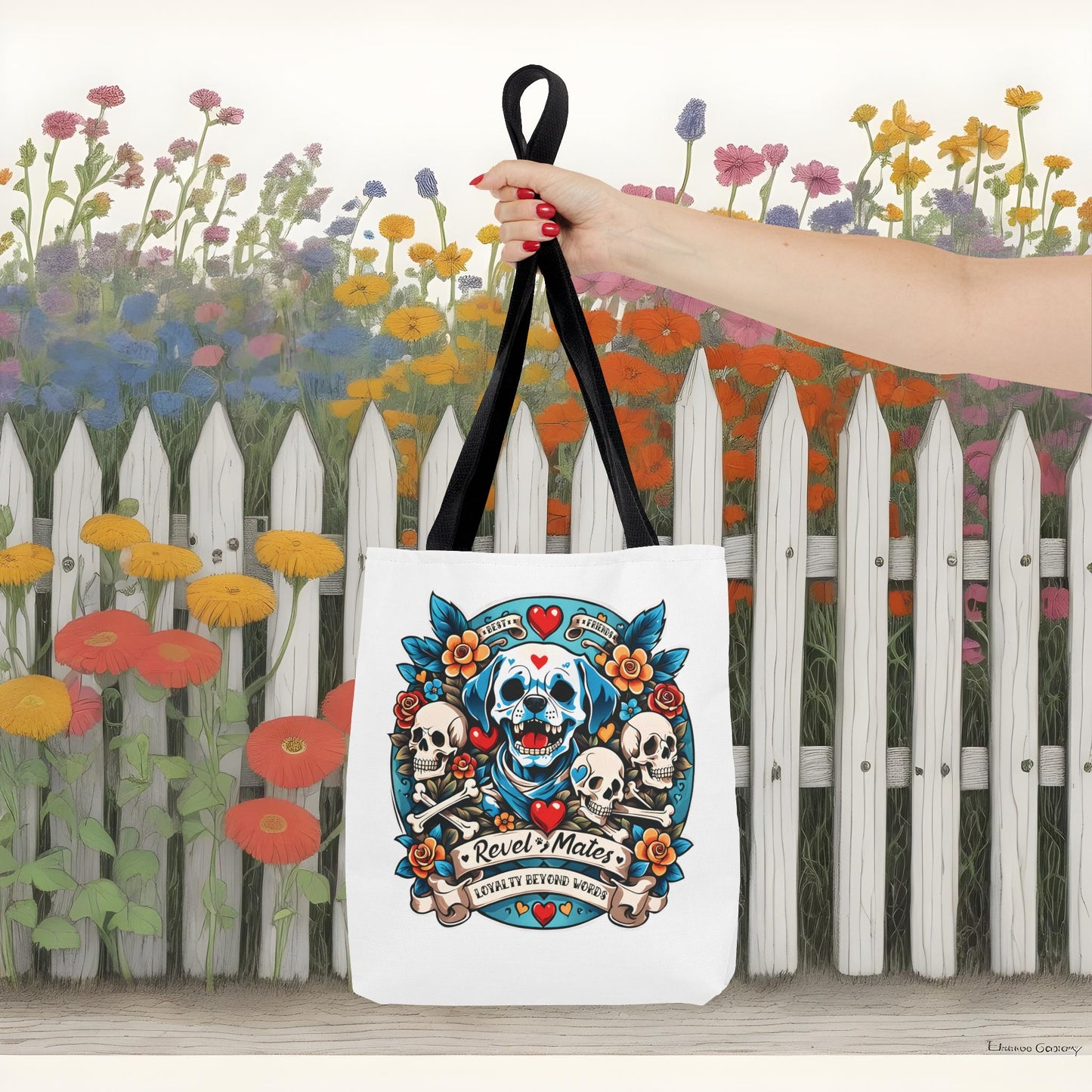 Tote Bag | All Over Print Bag | Dog Skull Tattoo Design