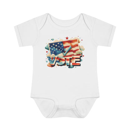 Unisex Infant Baby Rib Bodysuit | NB-24M | VOTE Watercolor Design | US Elections | 8 colors