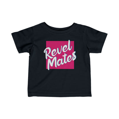 Unisex Infant Fine Jersey T-Shirt | 6M-24M | Fuchsia & White RevelMates Square Design | 4 colors