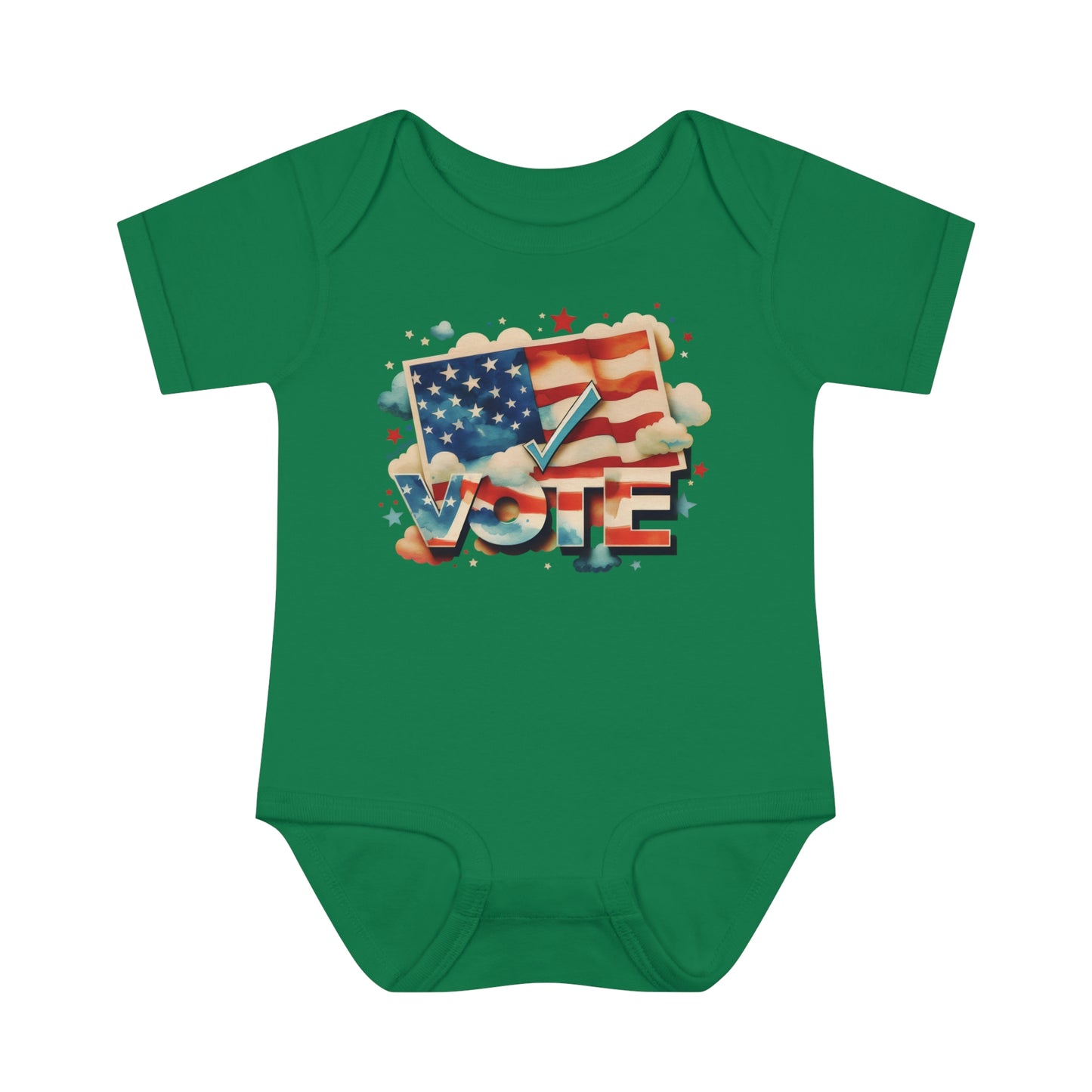 Unisex Infant Baby Rib Bodysuit | NB-24M | VOTE Watercolor Design | US Elections | 8 colors