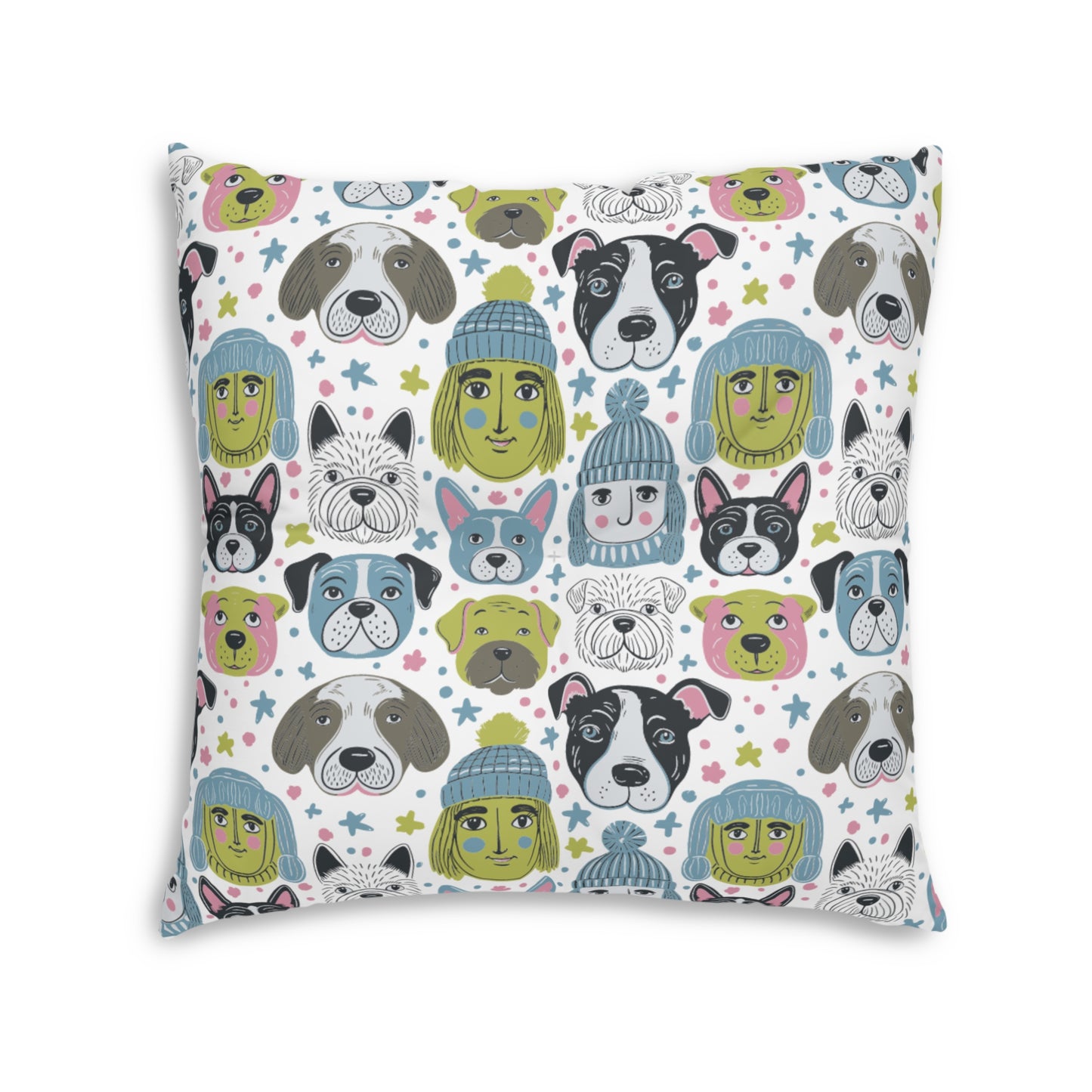 Square Tufted Floor Pillow | for Pets and Companions | Winter Doggies Design