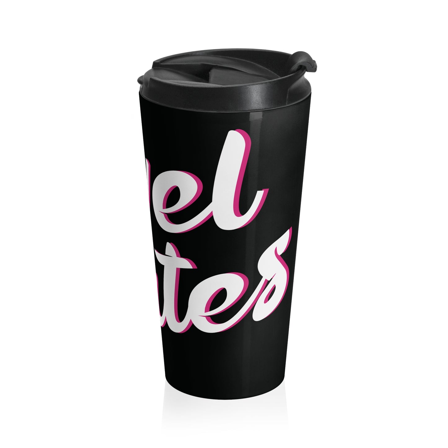 Stainless Steel Travel Mug With Cup 15oz (440ml)| Black & White RevelMates Design