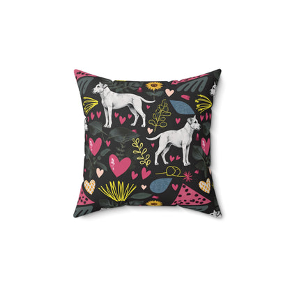 Spun Polyester Square Pillow | Hearts & Tails Design | 4 sizes