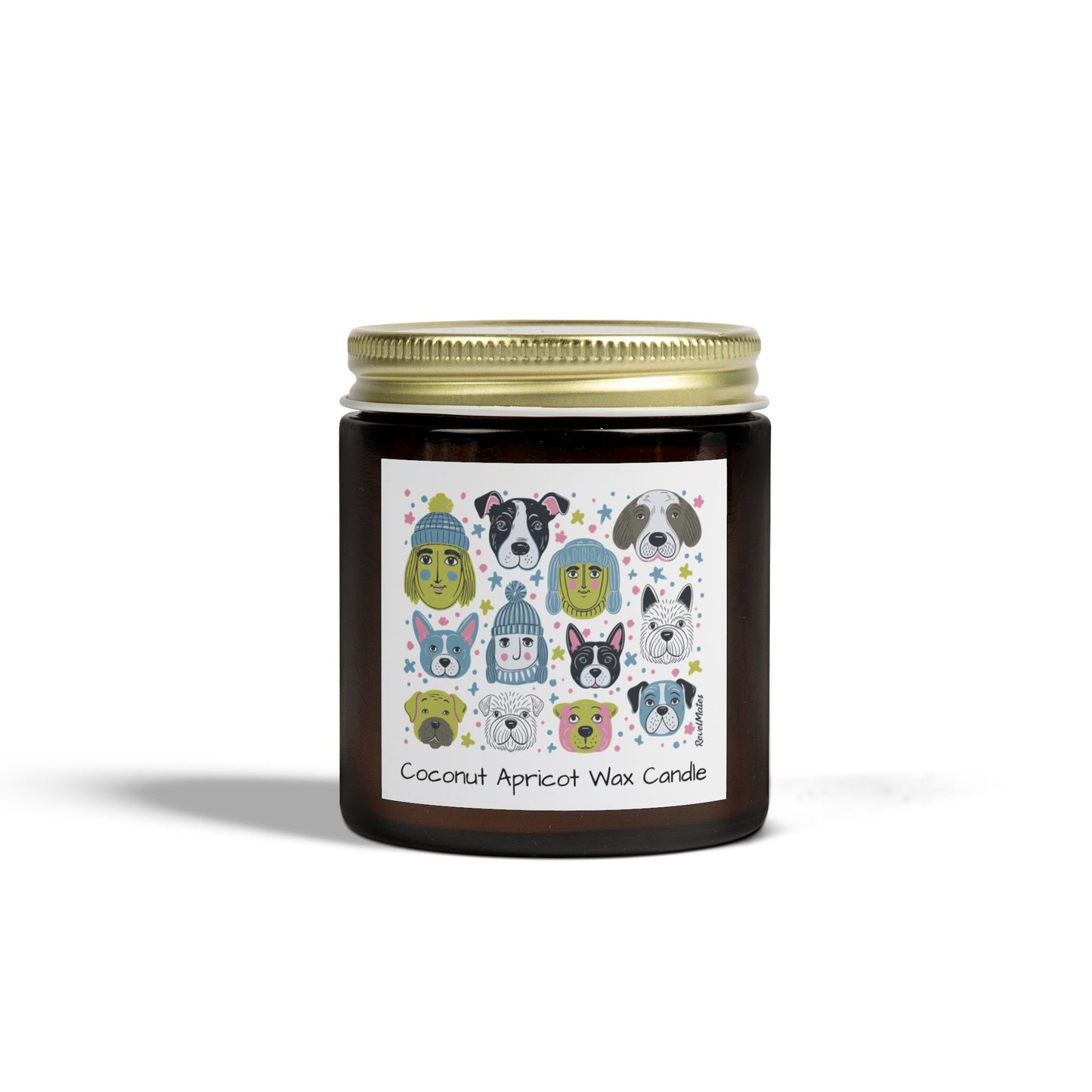 Coconut Apricot Wax Scented Candles (4oz, 9oz) | Winter Doggies Design | 2 colors | 9 scents