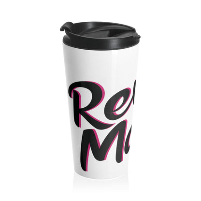 Stainless Steel Travel Mug With Cup 15oz (440ml)| White & Black RevelMates Design