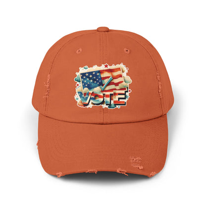 Unisex Distressed Cap | VOTE Watercolor Design | US Elections | 8 colors