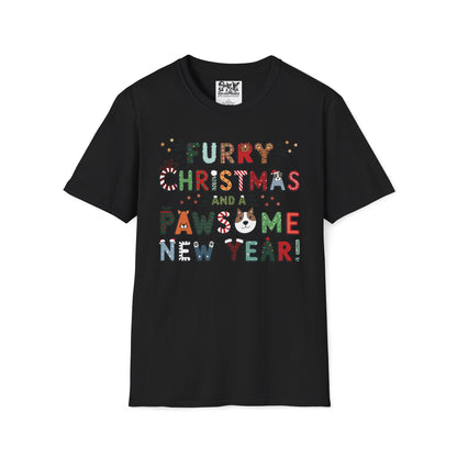 Unisex Softstyle T-Shirt | Solid Colors V.1 | Furry Christmas Design | 14 colors