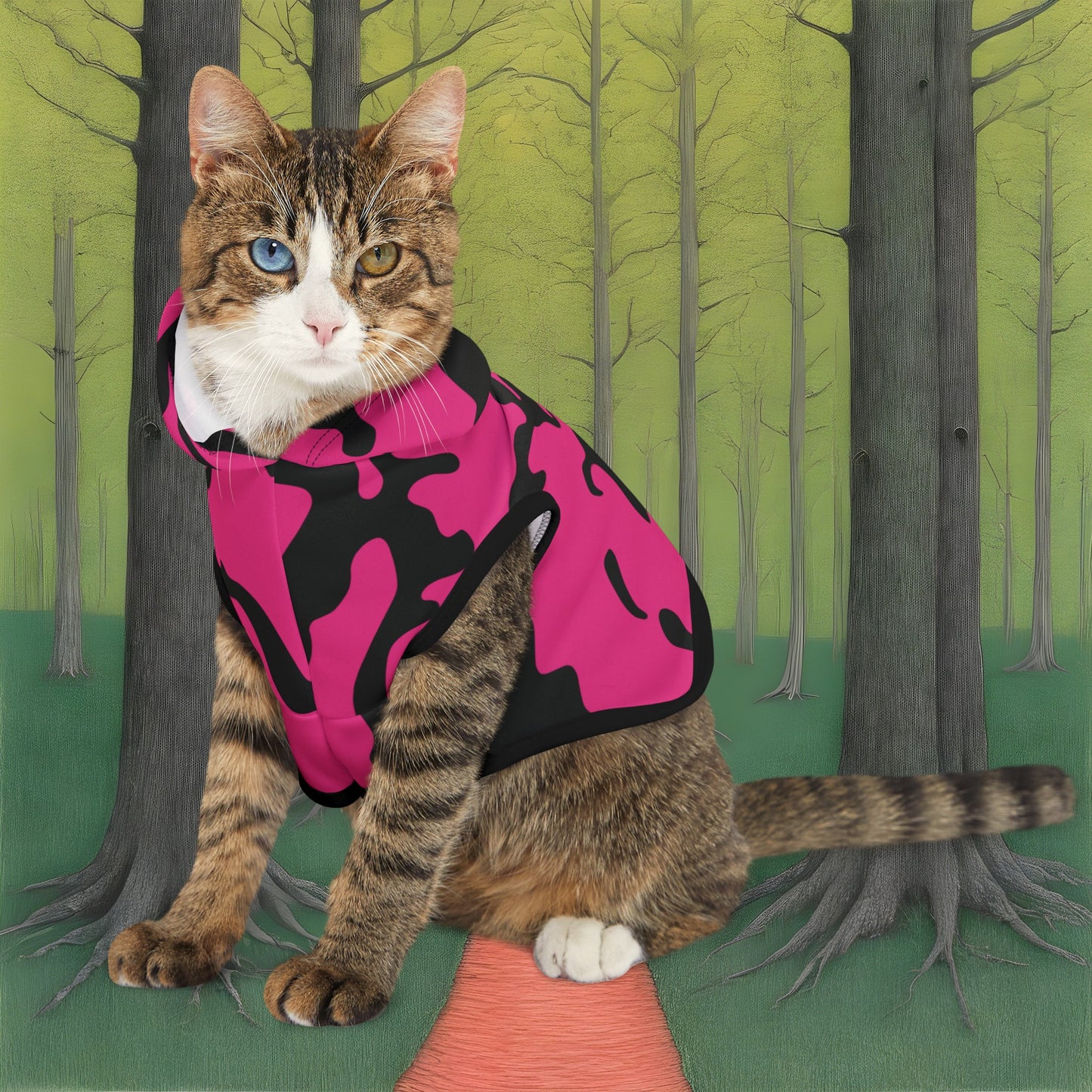 Pet Hoodie | for Dogs and Cats | Camouflage Fuchsia & Black Design