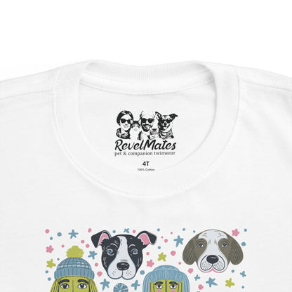 Toddler Unisex Lightweight Fine Jersey T-Shirt | 2T-6T | Winter Doggies Design | 19 colors