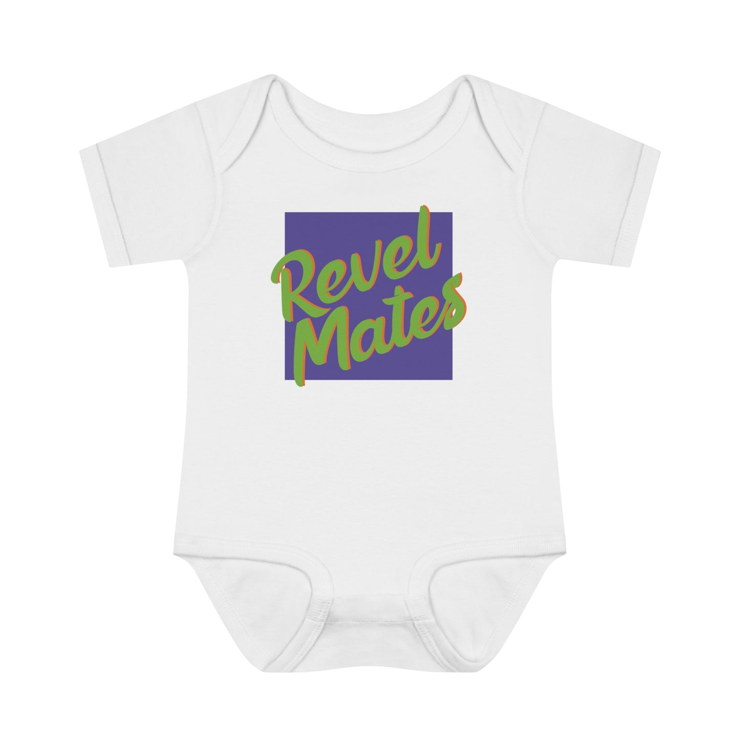 Unisex Infant Baby Rib Bodysuit | NB-24M | Lavender & Lime RevelMates Square Design | 4 colors