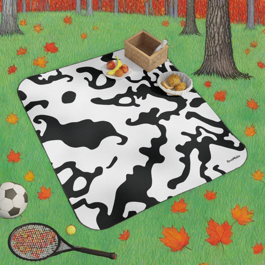 Picnic Blanket | Camouflage Black & White Design