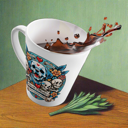 Latte Mug 12oz (350 ml) | Dog Skull Tattoo Design | 4 colors