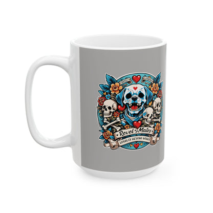 Ceramic Mug (11oz, 15oz) | Dog Skull Tattoo Design | 2 colors | 2 sizes