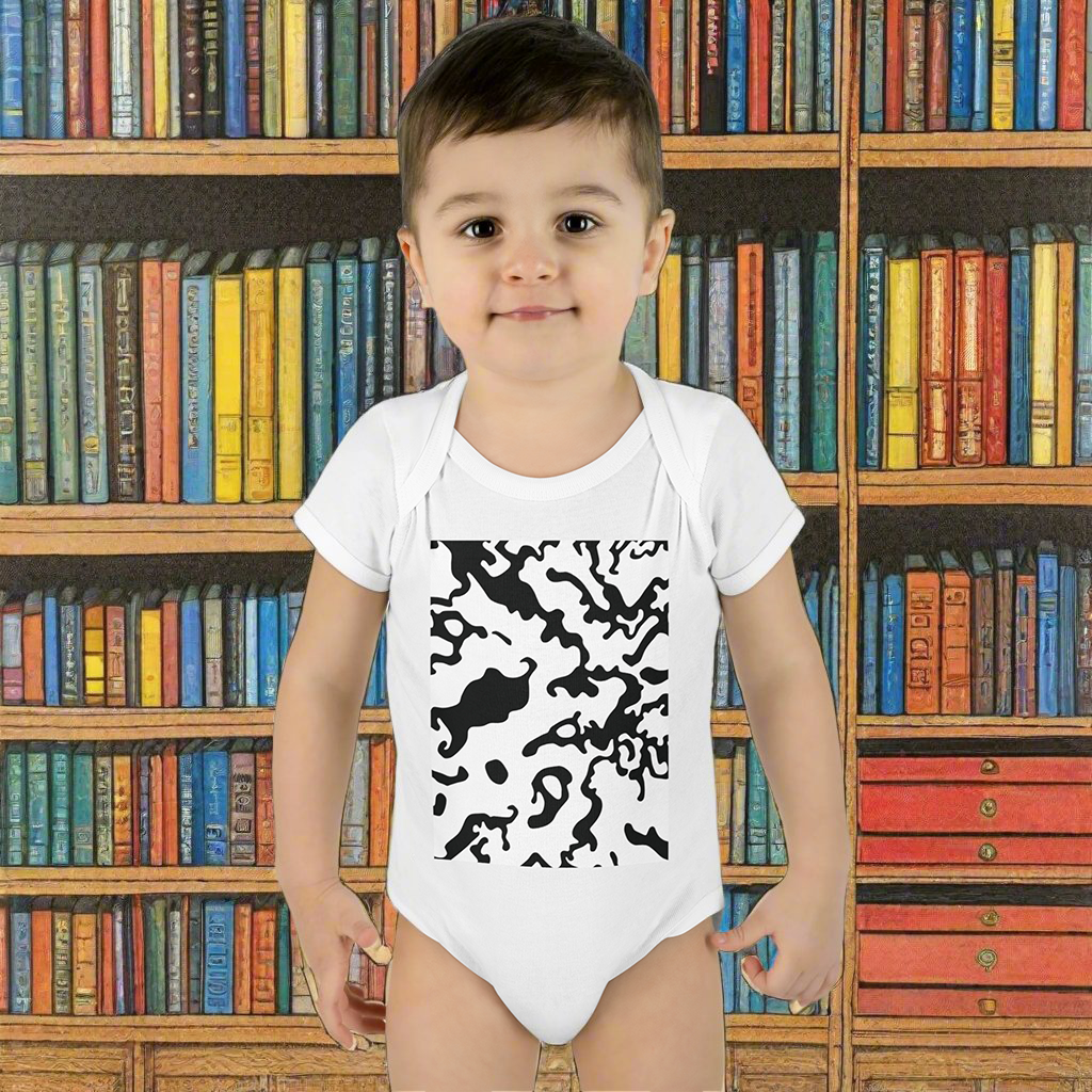 Unisex Infant Baby Rib Bodysuit | NB-24M | Camouflage Black & White Design | 2 colors