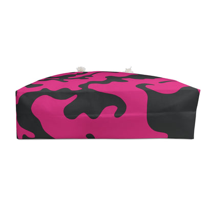 Weekender Beach Bag | All Over Print Bag | Camouflage Fuchsia & Black Design