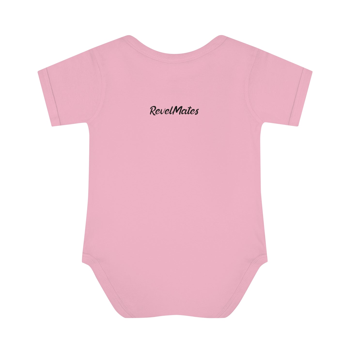 Unisex Infant Baby Rib Bodysuit | NB-24M | Fuchsia & Black RevelMates Square Design | 4 colors