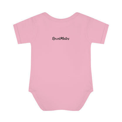 Unisex Infant Baby Rib Bodysuit | NB-24M | Fuchsia & Black RevelMates Square Design | 4 colors