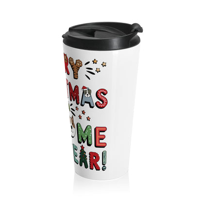 Stainless Steel Travel Mug With Cup 15oz (440ml)| Furry Christmas Design