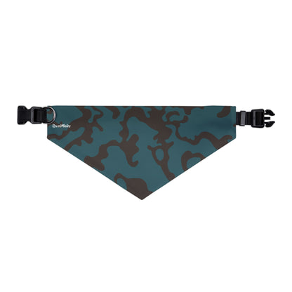 Pet Bandana Collar | Camouflage Turquoise & Brown Design