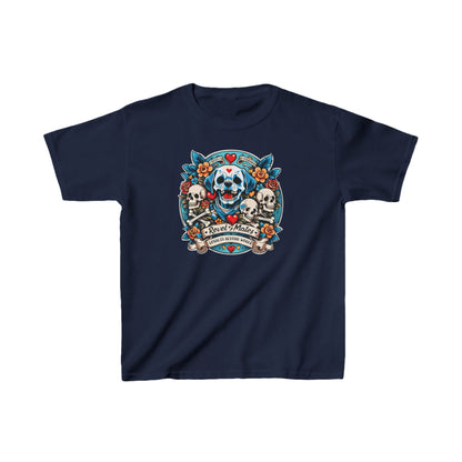 Unisex Kids Heavy Cotton™ T-Shirt | Dog Skull Tattoo Design | 20 colors