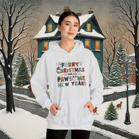 Unisex Heavy Blend Hoodie | Heather and Antique Colors | Furry Christmas Design | 9 colors