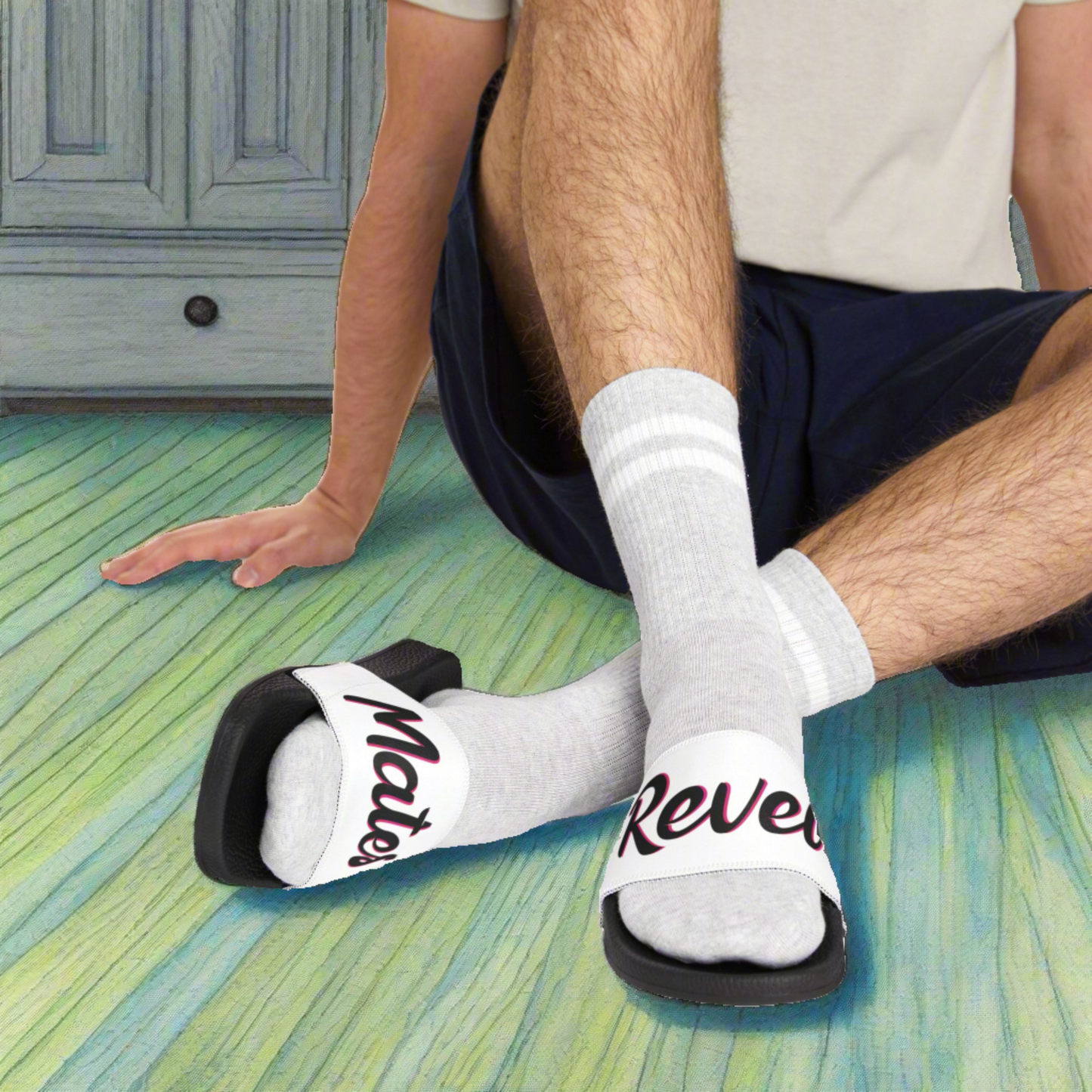 Men's Removable Strap Sandals | White & Black RevelMates Design