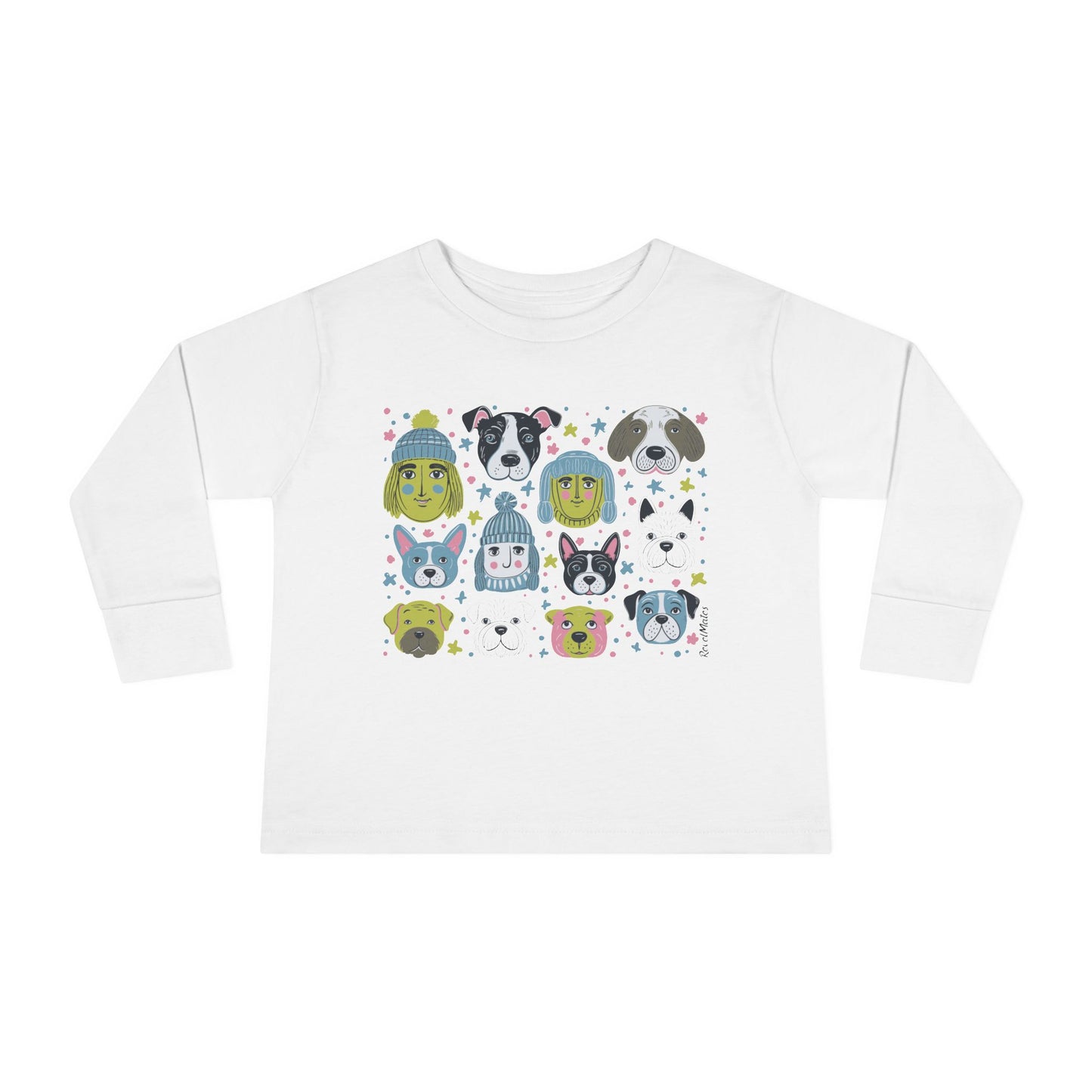 Toddler Unisex Long Sleeve T-Shirt | Winter Doggies Design | 4 colors