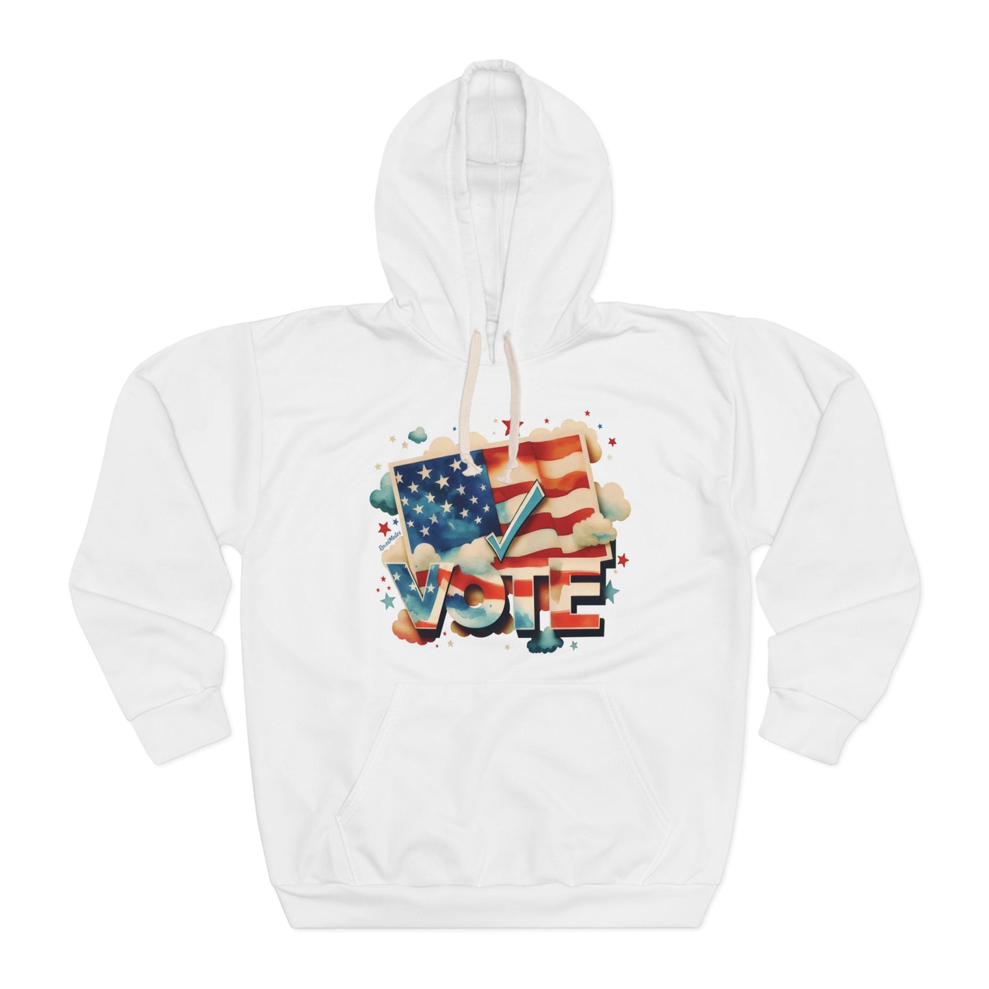 Unisex Cut & Sew Pullover Hoodie | All Over Print Hoodie | VOTE Watercolor Design | US Elections | 2 colors