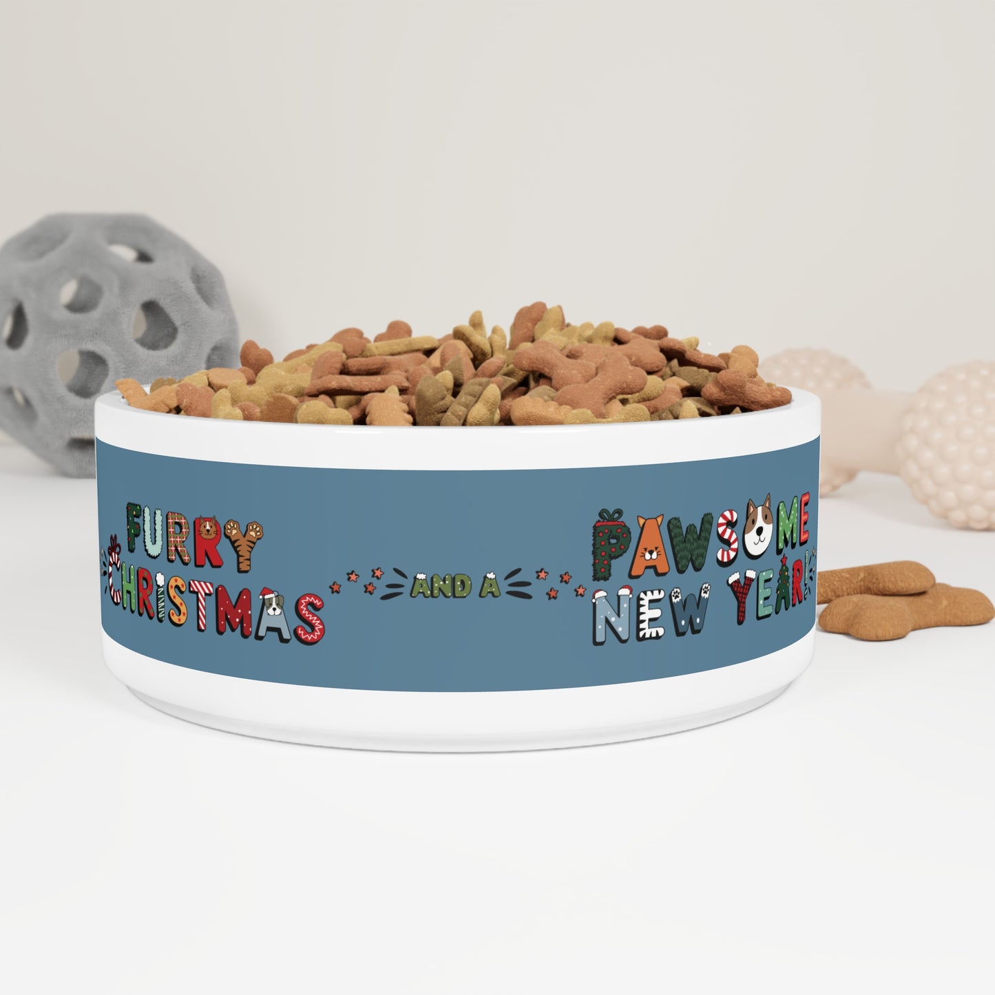 Pet Bowl 16oz (473ml) | Furry Christmas Design | 8 colors