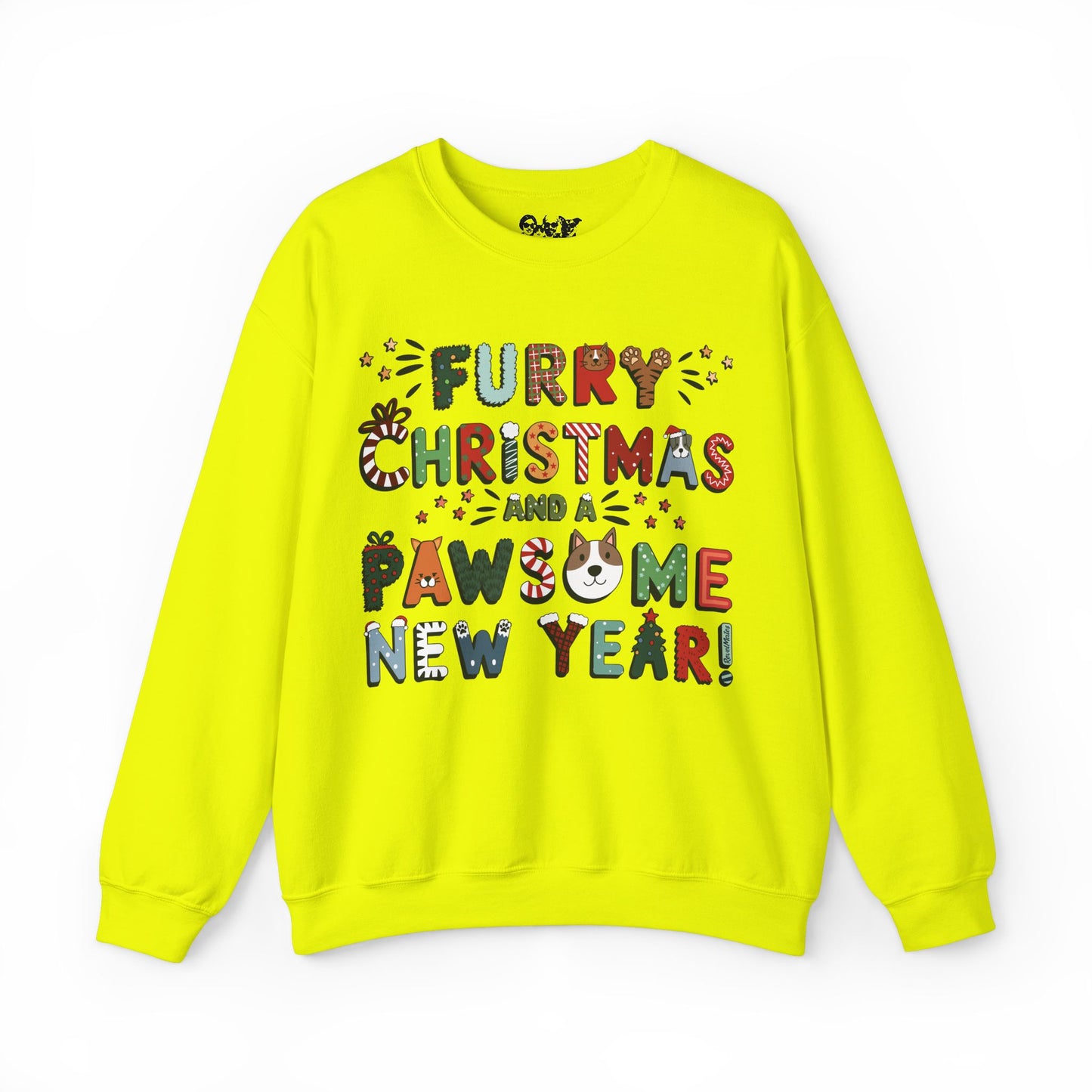 Unisex Heavy Blend™ Crewneck Sweatshirt | Neon Colors | Furry Christmas Design | 3 colors