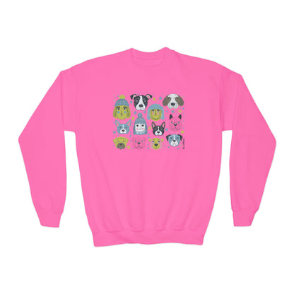 Youth Unisex Crewneck Sweatshirt | Winter Doggies Design | 3 colors