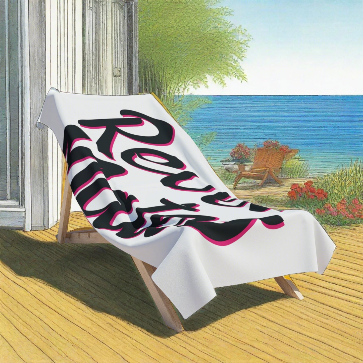 Beach Towel | All Over Print Towel | White & Black RevelMates Design