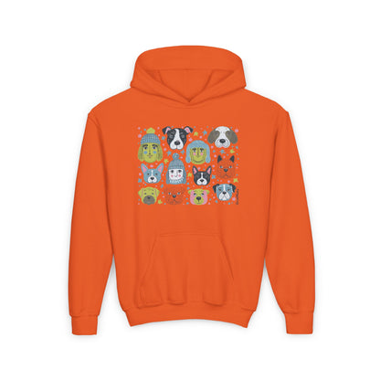 Youth Unisex Heavy Blend Hoodie | Winter Doggies Design | 7 colors