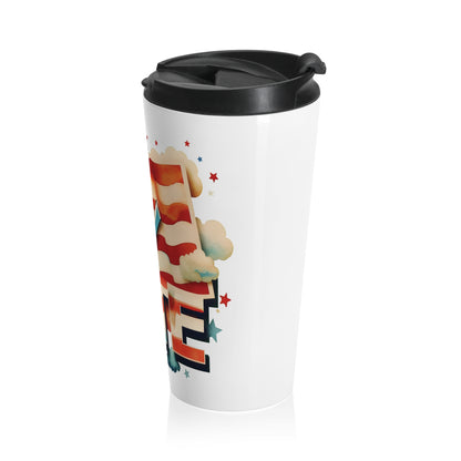 Stainless Steel Travel Mug With Cup 15oz (440ml)| VOTE Watercolor Design | US Elections | 2 colors