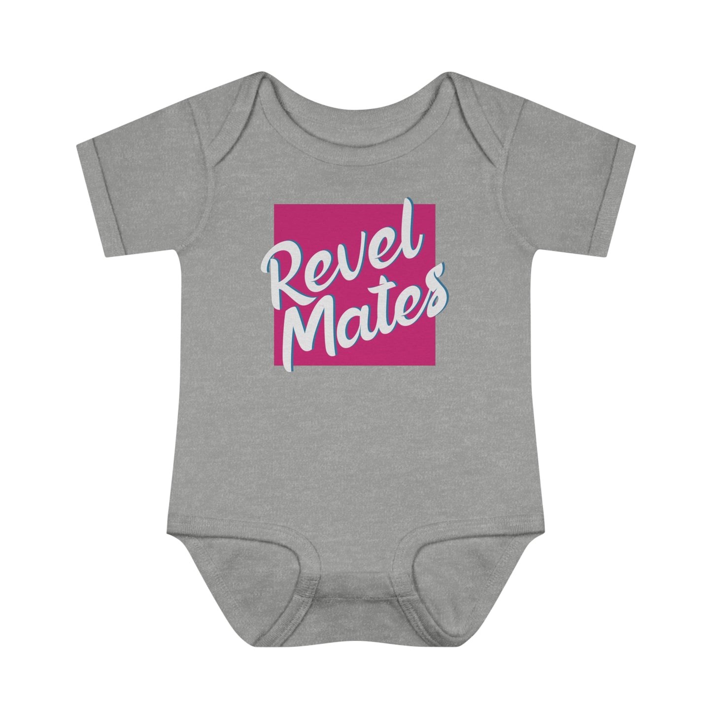 Infant Unisex Baby Rib Bodysuit | NB-24M | Fuchsia & White RevelMates Square Design | 4 colors