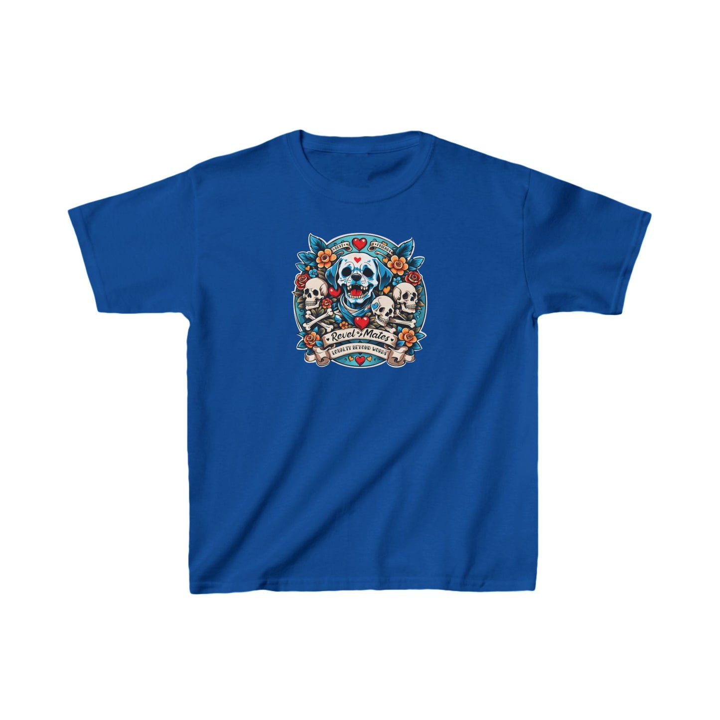 Unisex Kids Heavy Cotton™ T-Shirt | Dog Skull Tattoo Design | 20 colors