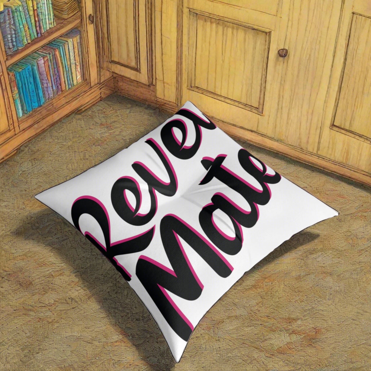 Square Tufted Floor Pillow | for Pets and Companions | White & Black RevelMates Design