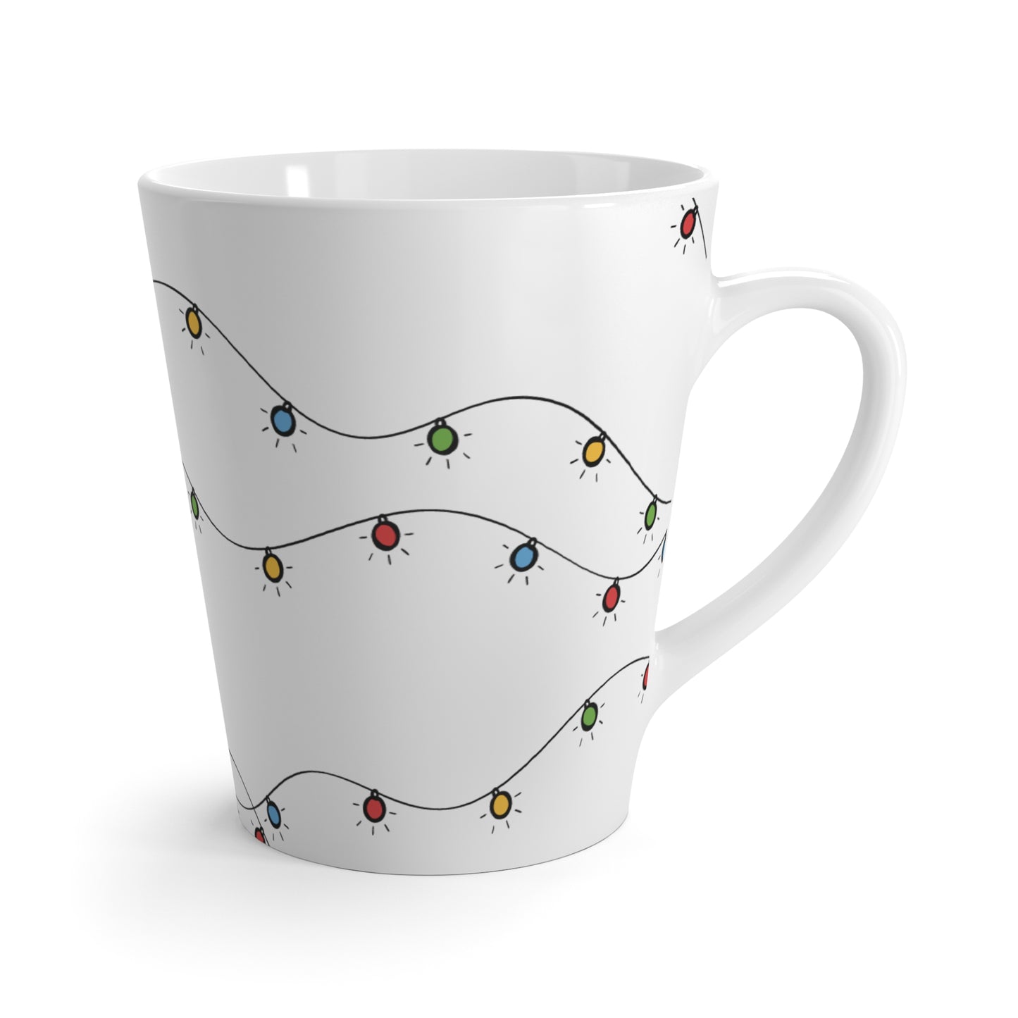 Latte Mug 12oz (350 ml) | Christmas Lights Design