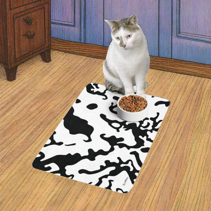 Pet Food Mat | for Dogs, Cats and all beloved Pets | Camouflage White & Black Design