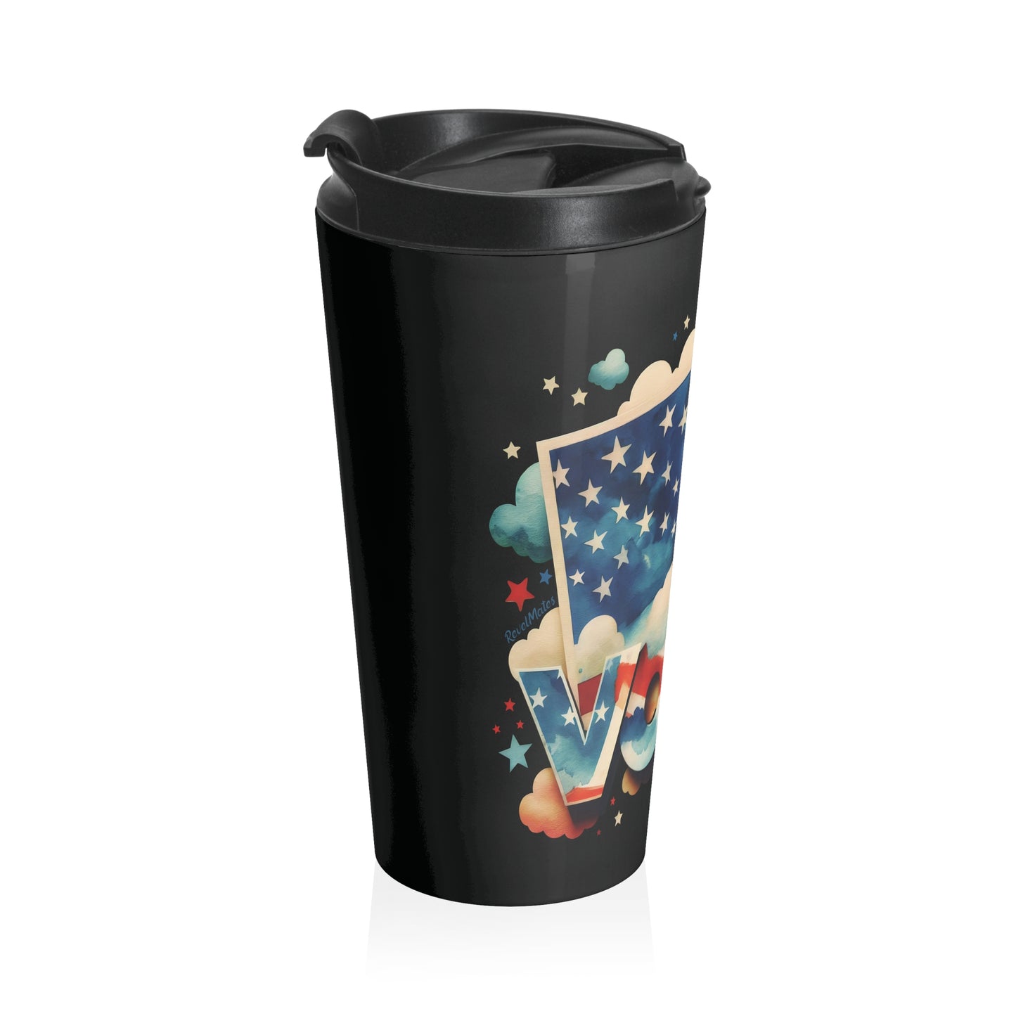 Stainless Steel Travel Mug With Cup 15oz (440ml)| VOTE Watercolor Design | US Elections | 2 colors