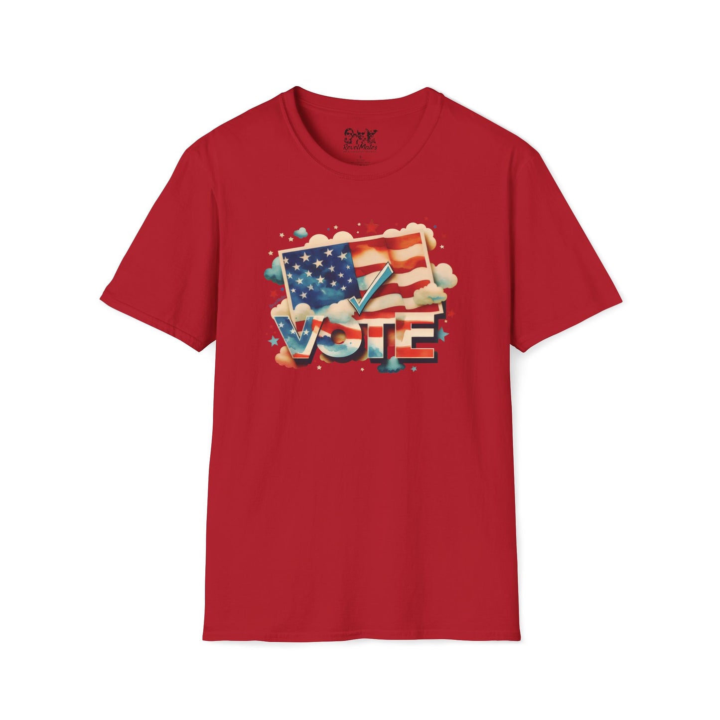 Unisex Softstyle T-Shirt | Solid Colors | VOTE Watercolor Design | US Elections | 15 colors