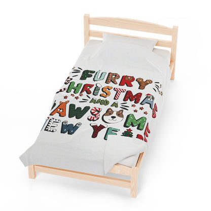 Velveteen Plush Blanket | Furry Christmas Design | 3 sizes