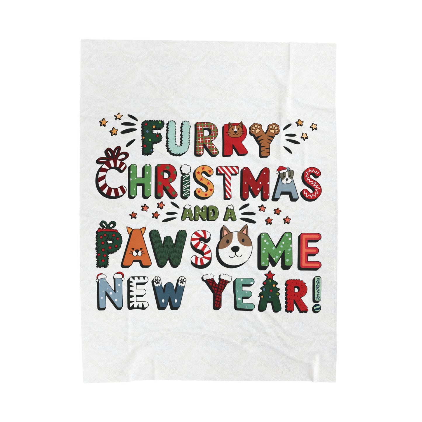 Velveteen Plush Blanket | Furry Christmas Design | 3 sizes