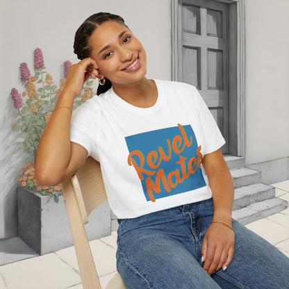 Unisex Softstyle T-Shirt | Blue & Orange RevelMates Square Design | 4 colors